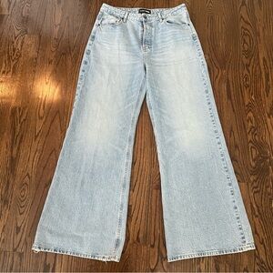 Fashion Nova Blue High Rise Wide Leg Jeans